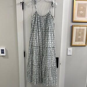 Emerson Fry Green and White Spaghetti Strap Sundress